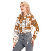 White Smoke Texas at Austin - Longhorns Women's Crop Top Hoodie With Zipper Closure