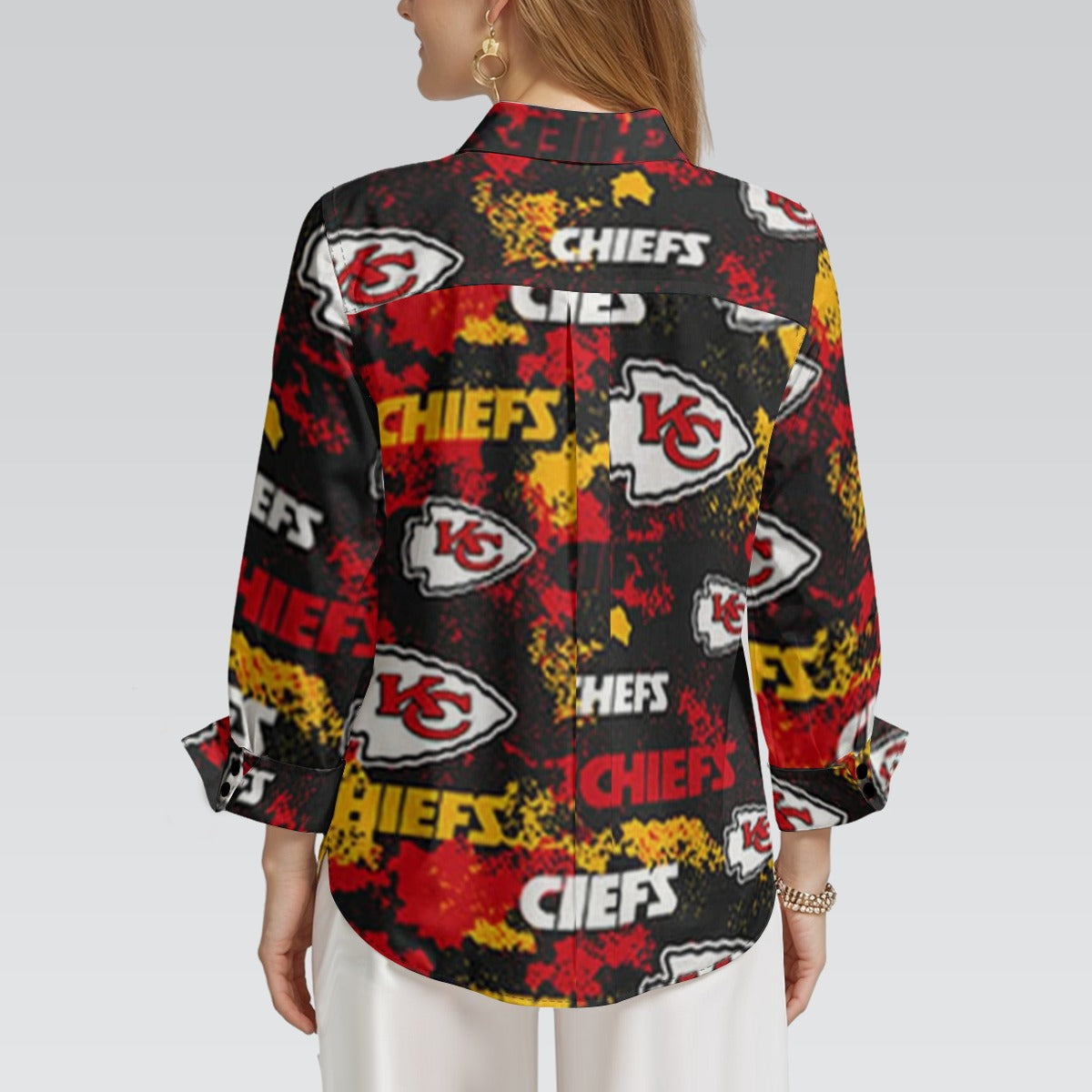 kansas-city-chiefs-womens-3-4-sleeve-shirt red gold football outfit image 2.0