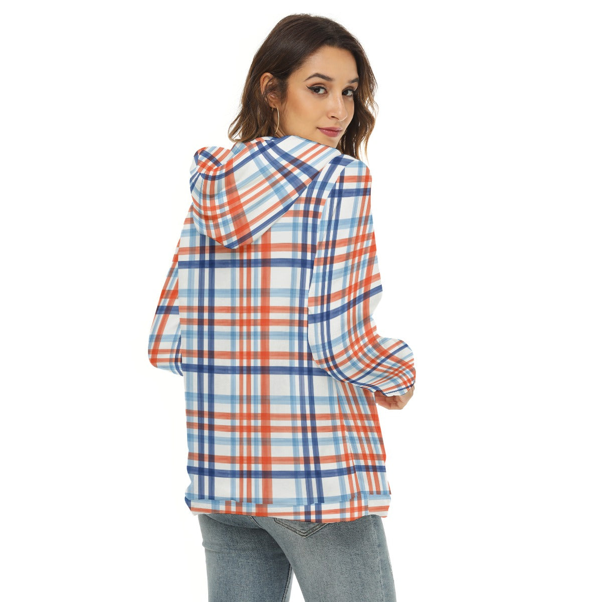 Florida - Gators tartan Plaid Women's Borg Fleece Hoodie With Half Zip - college football fan apparel sportswear product image 4.0