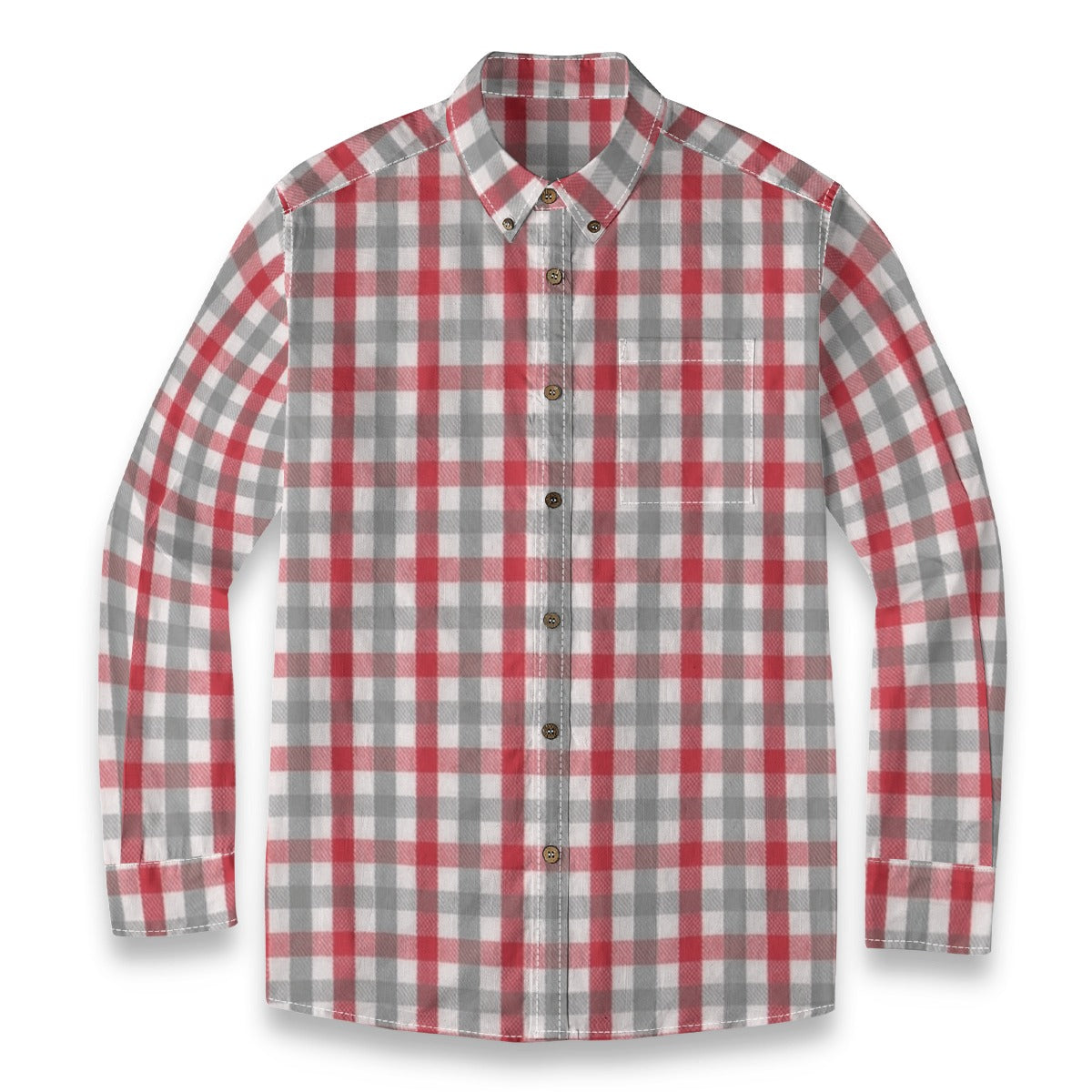 Alabama Football Casual Lapel Shirt Men – Crimson Plaid Long Sleeve 125GSM Cotton – casual fan outfit, fan gear, image 1.0