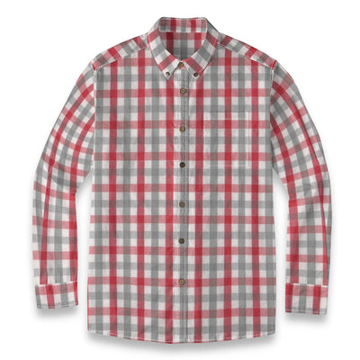 Alabama Football Casual Lapel Shirt Men – Crimson Plaid Long Sleeve 125GSM Cotton – casual fan outfit, fan gear, image 1.0