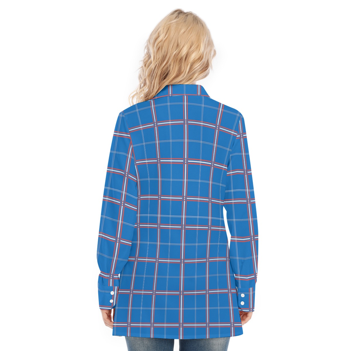 kansas jayhawks tartan plaid oversized button up women shirt women's long shirt women tartan plaid game day fashion