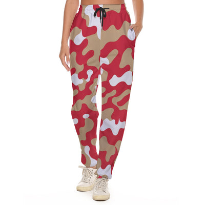 San Francisco Football Camo Pants – Red Gold Streetwear Jogger for Women – breathable comfort wear, nfl fan apparel, image 1.0