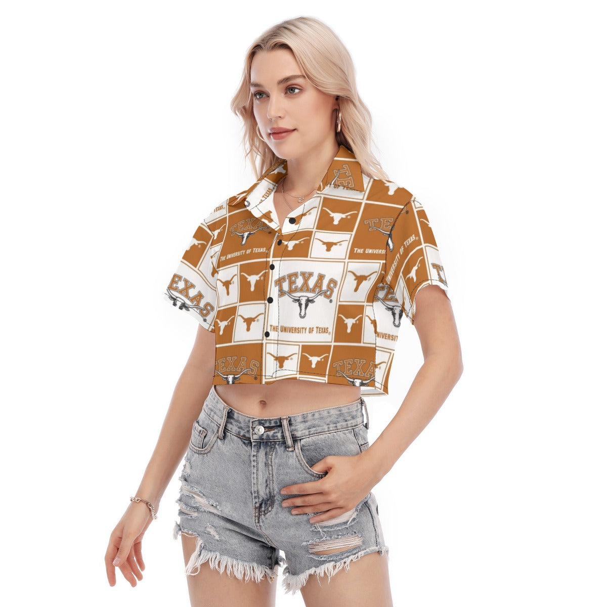 Texas Longhorns Women's Cropped Shirt White varsity sports apparel