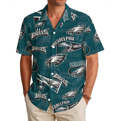 Philadelphia Eagles Men's Hawaiian Shirt|150GSM – football shirt, casual fan outfit, image 965