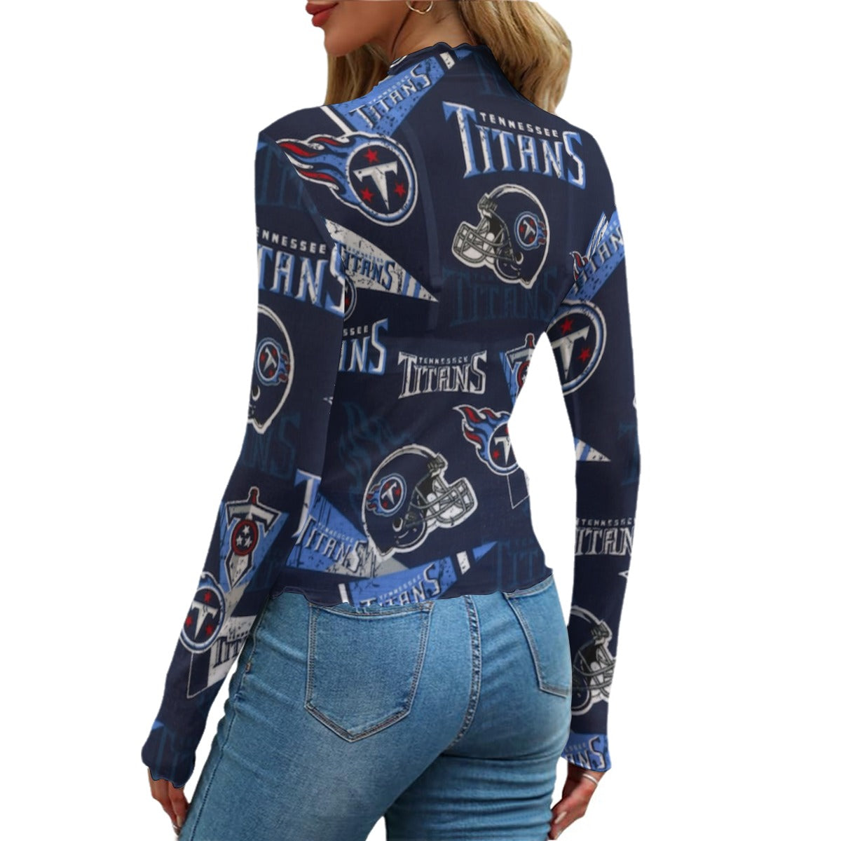 tennessee-titans-womens-mesh-t-shirt navy light blue football fabric breathable detail