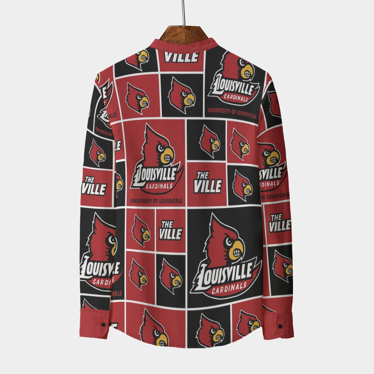 Louisville Cardinals Stand Collar Shirt With Long Sleeve|110GSM Imitation Flax varsity sportswear product image 2.0