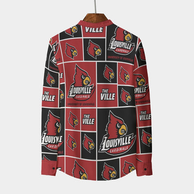 Louisville Cardinals Stand Collar Shirt With Long Sleeve|110GSM Imitation Flax varsity sportswear product image 2.0
