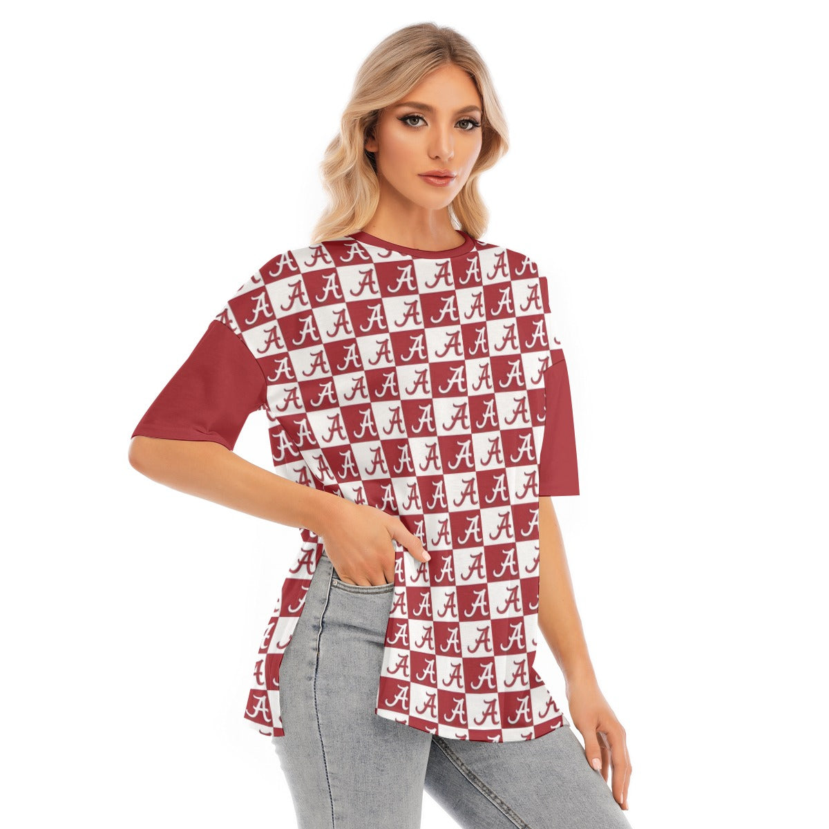 Alabama - Crimson Tide Women's Short Sleeves T-shirt With Hem Split White varsity sports apparel