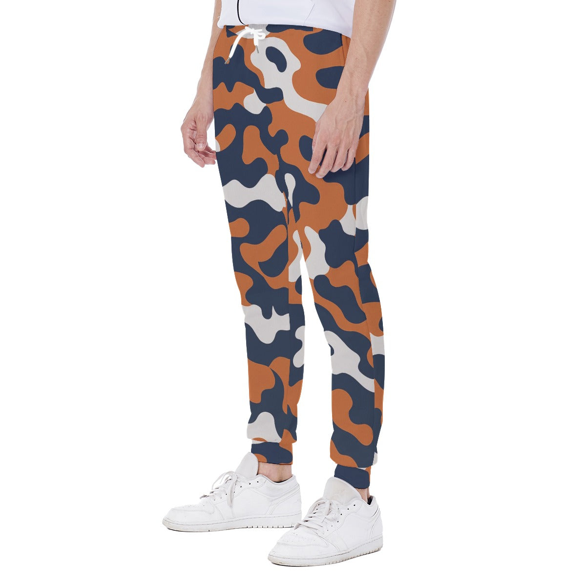 White Smoke Chicago Football Camo Joggers for Men – Navy Orange Game Day Sweatpants