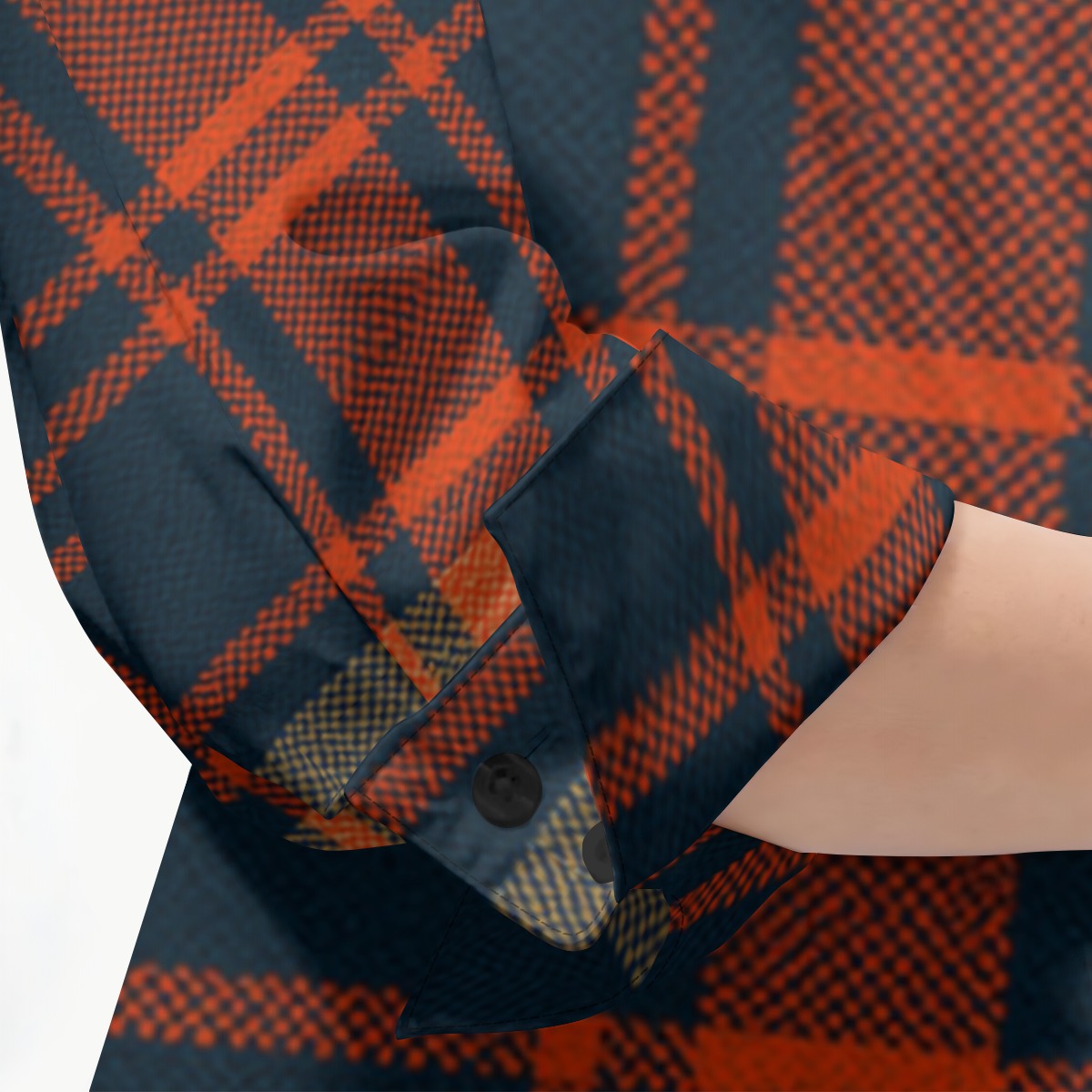 Auburn Tigers Tartan Plaid Navy Orange Women's Mid-Length Sleeve Shirt streetwear fashion product image 3