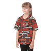 cleveland-browns-kids-hawaiian-vacation-shirt brown orange football outfit fabric close-up