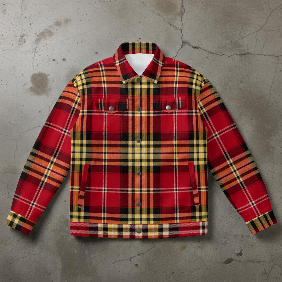 San Francisco Football Plaid Jacket – Red and Gold Tartan Streetwear Game Day Layer – lightweight game day shirt, game day outfit, image 1.0