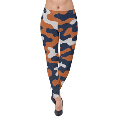 Chicago Football Women’s Camo Leggings – Navy Orange Game Day Athletic Pants – fan gear, fan gear, image 1.0