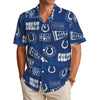 Indianapolis Colts Men's Hawaiian Shirt|150GSM blue white football outfit back view