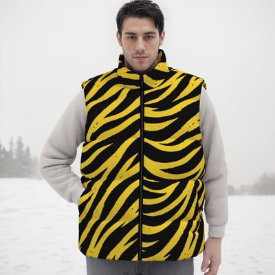 Pittsburgh Football Yellow Black Zebra Unisex Down Vest – Game Day Streetwear – fan gear, sportswear style, image 1.0