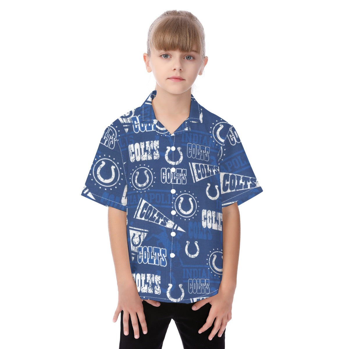 Indianapolis Colts Kid's Shirt blue white football outfit back view