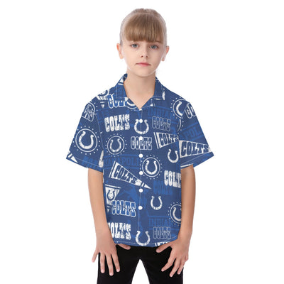 Indianapolis Colts Kid's Shirt blue white football outfit back view