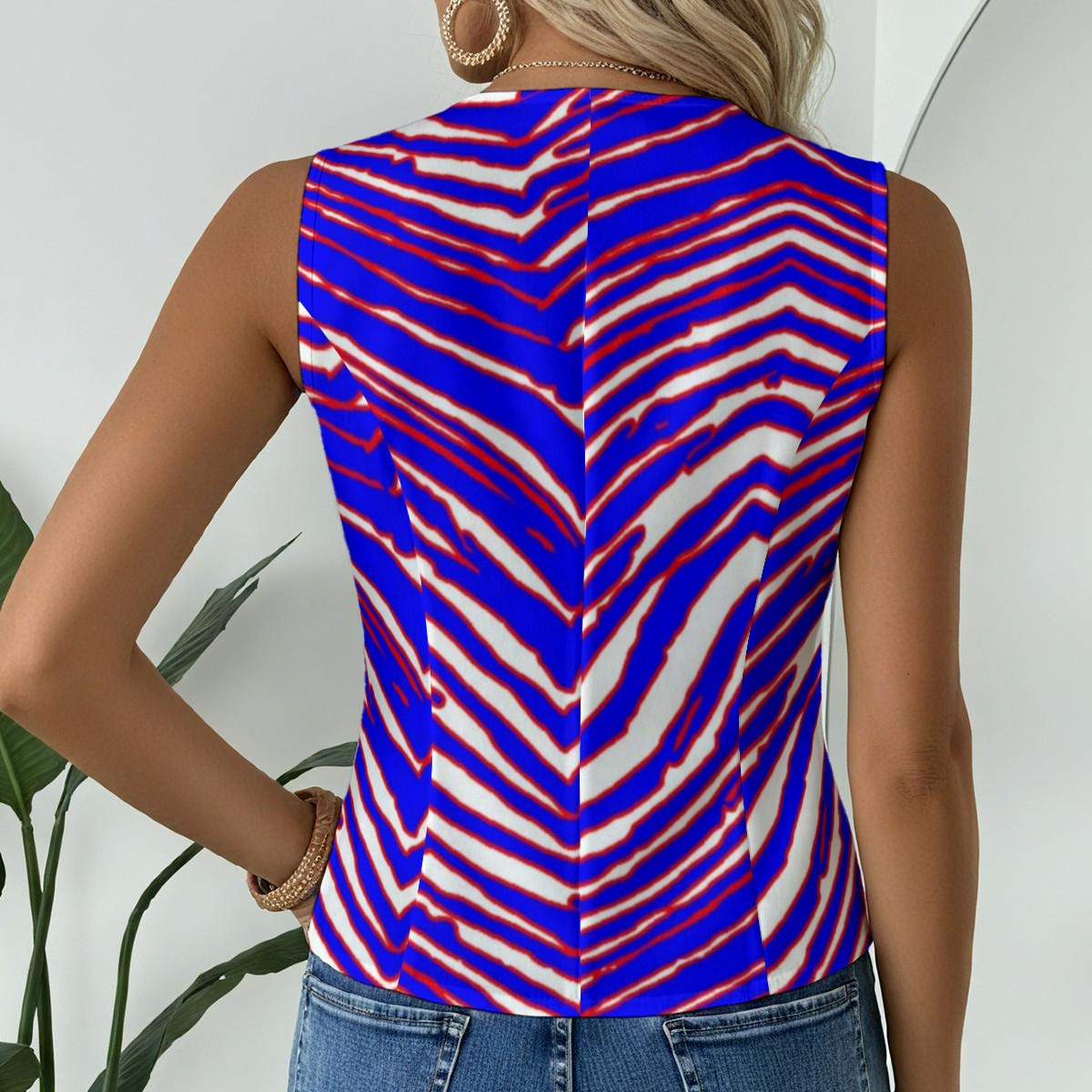 Light Gray Buffalo Zebra Football Women’s Formal Vest – Structured Game Day Style (245 GSM)