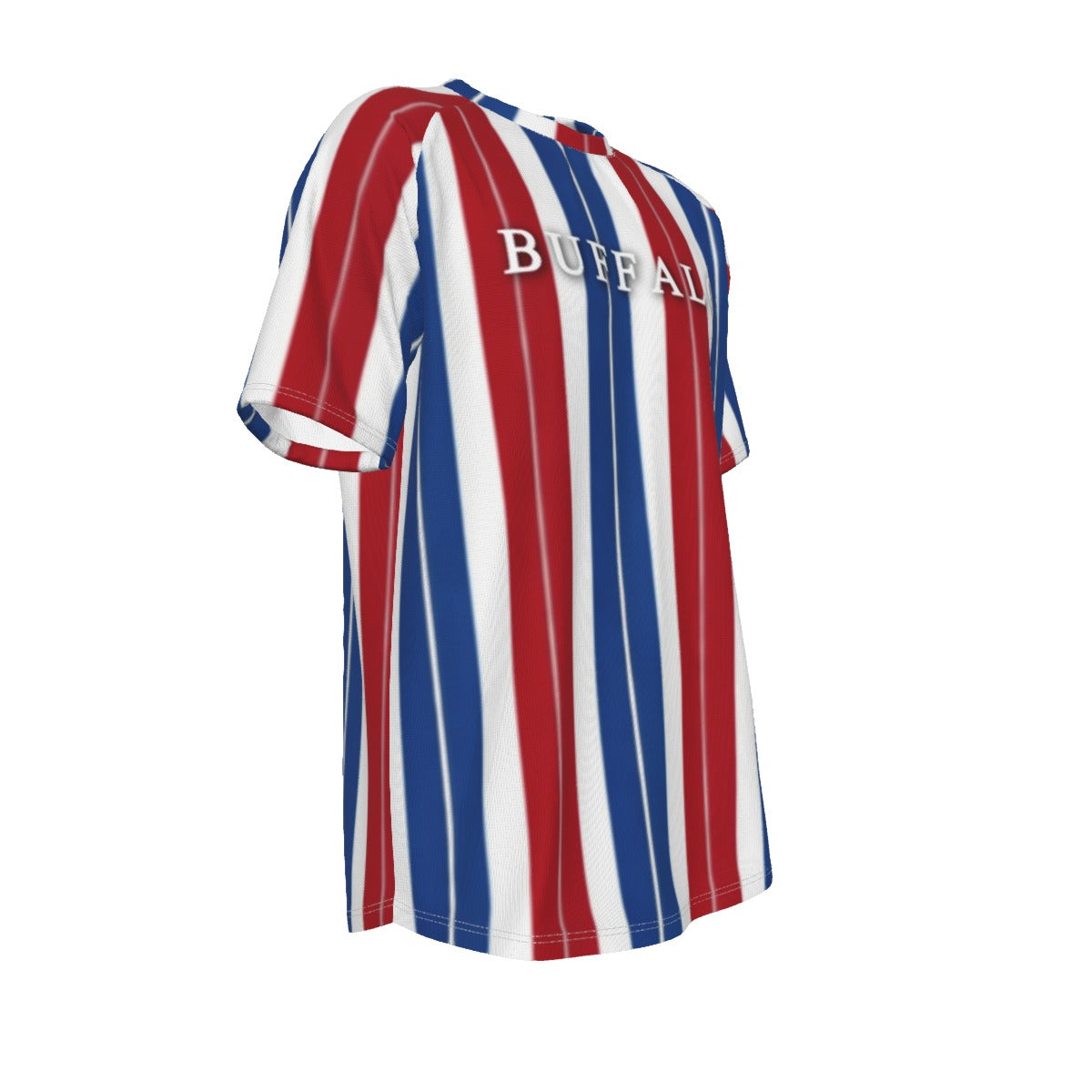 White Smoke Buffalo Football Striped O-neck Short Sleeve T-shirt