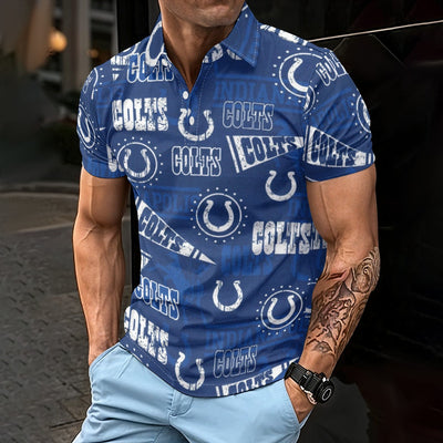 Indianapolis Colts Men's Polo Shirt blue white football outfit back view