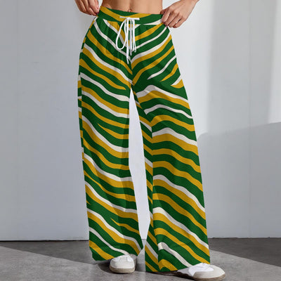 Green Bay Football Yellow Green Women’s High-Stretch Casual Pants 290GSM – Game Day Streetwear – lightweight game day shirt, nfl fan apparel, image 1.0
