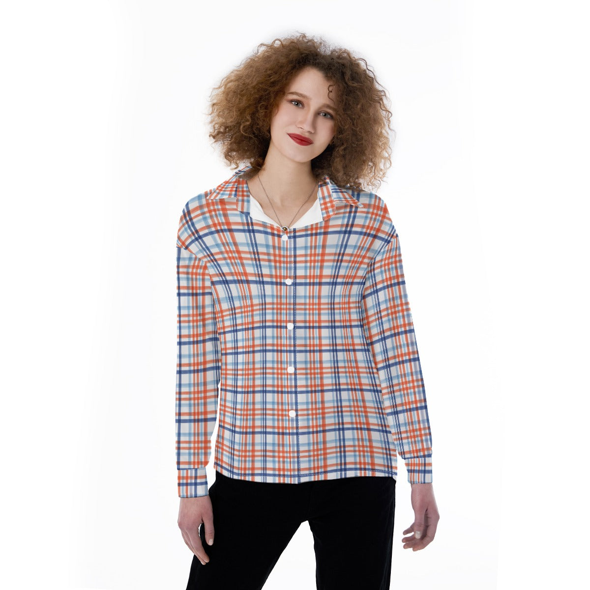 florida gators tartan plaid blue orange  women tartan plaid game day shirt