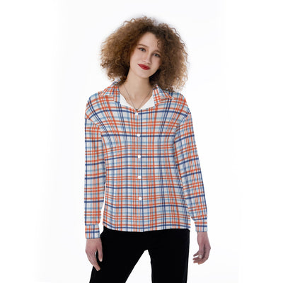 florida gators tartan plaid blue orange  women tartan plaid game day shirt