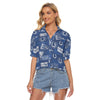 Indianapolis Colts Women's V-neck Shirts blue white football outfit back view