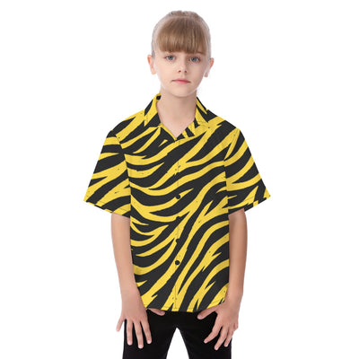 Pittsburgh Football Yellow Black Zebra Kid's Hawaiian Vacation Shirt – football shirt, game day outfit, image 1.0