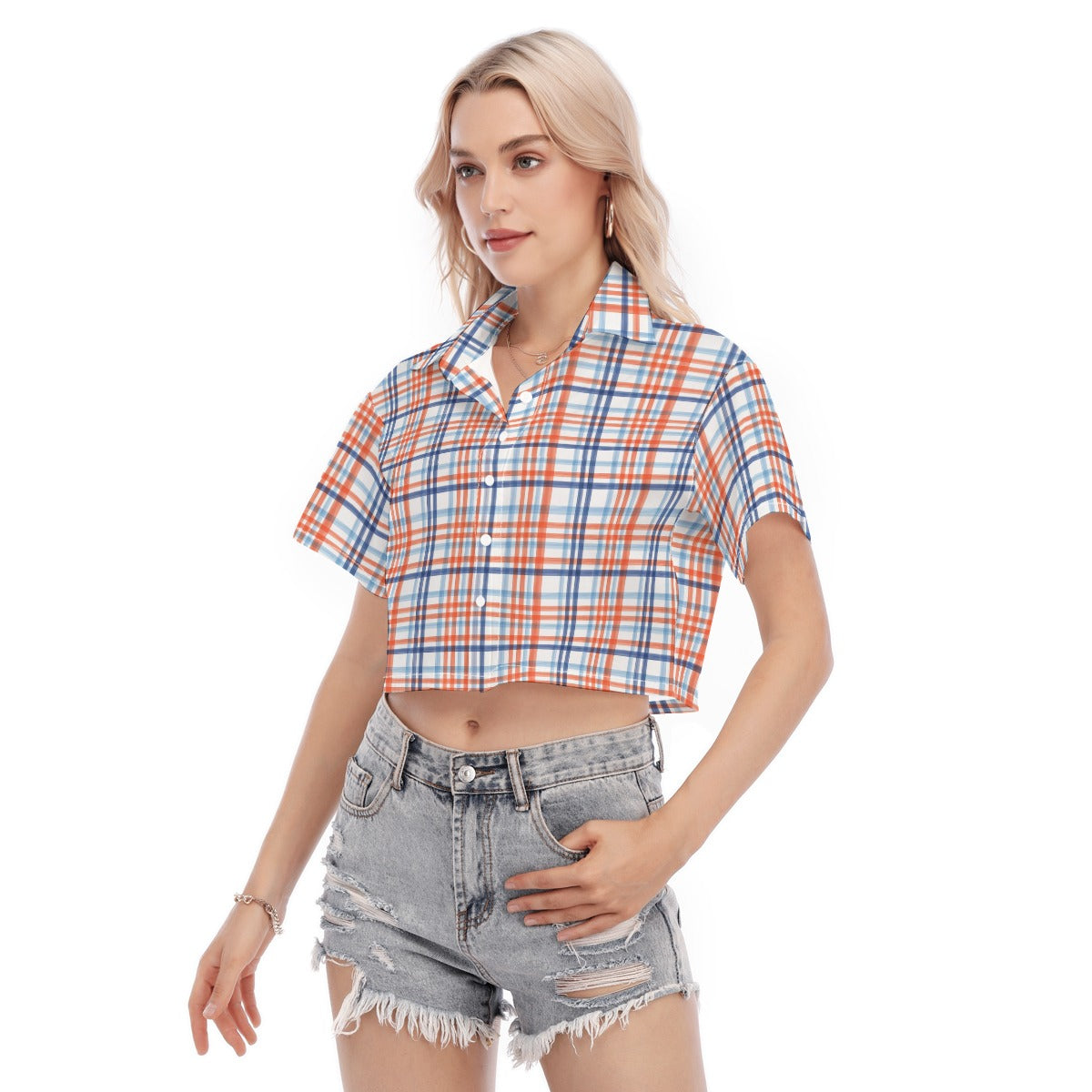 florida gators tartan plaid blue orange  women tartan plaid game day shirt