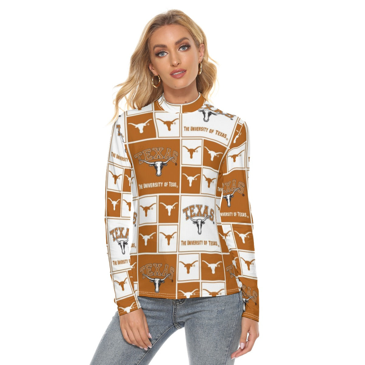 Texas at Austin - Longhorns Women's Stretchable Turtleneck Top White varsity sports apparel