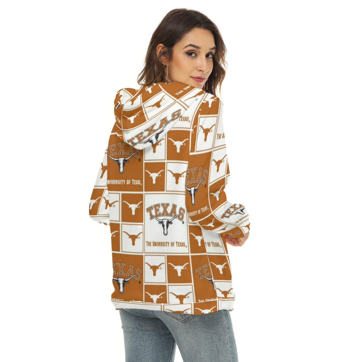 White Smoke Texas at Austin - Longhorns Women's Borg Fleece Hoodie With Half Zip