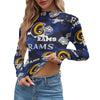 Los Angeles Rams  Women's Mesh T-shirt navy orange football outfit back view