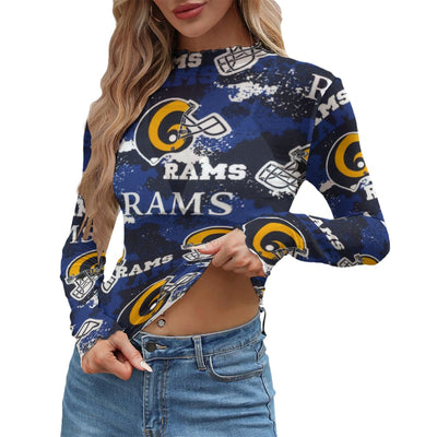 Los Angeles Rams  Women's Mesh T-shirt navy orange football outfit back view