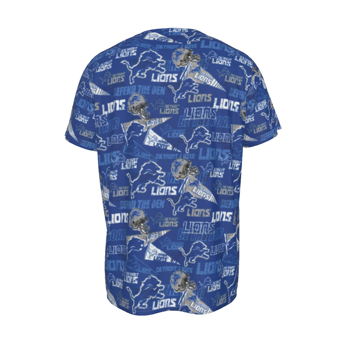 detroit-lions-short-sleeve-t-shirt blue silver football fabric breathable detail