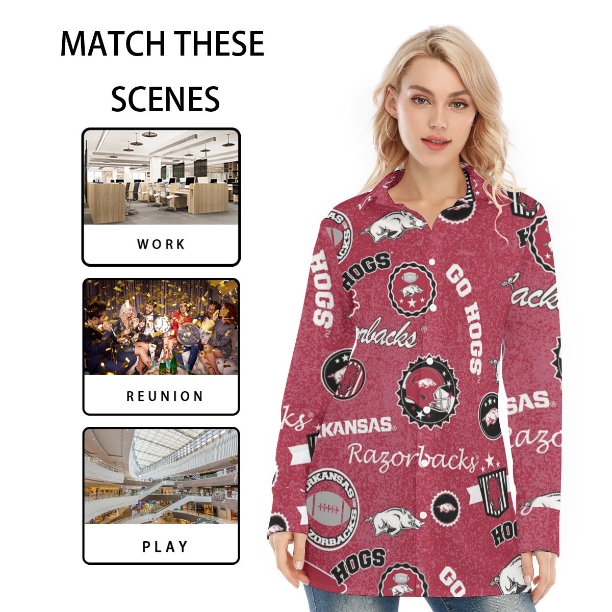Arkansas Razorbacks Women's Long Shirt varsity sportswear product image 5.0