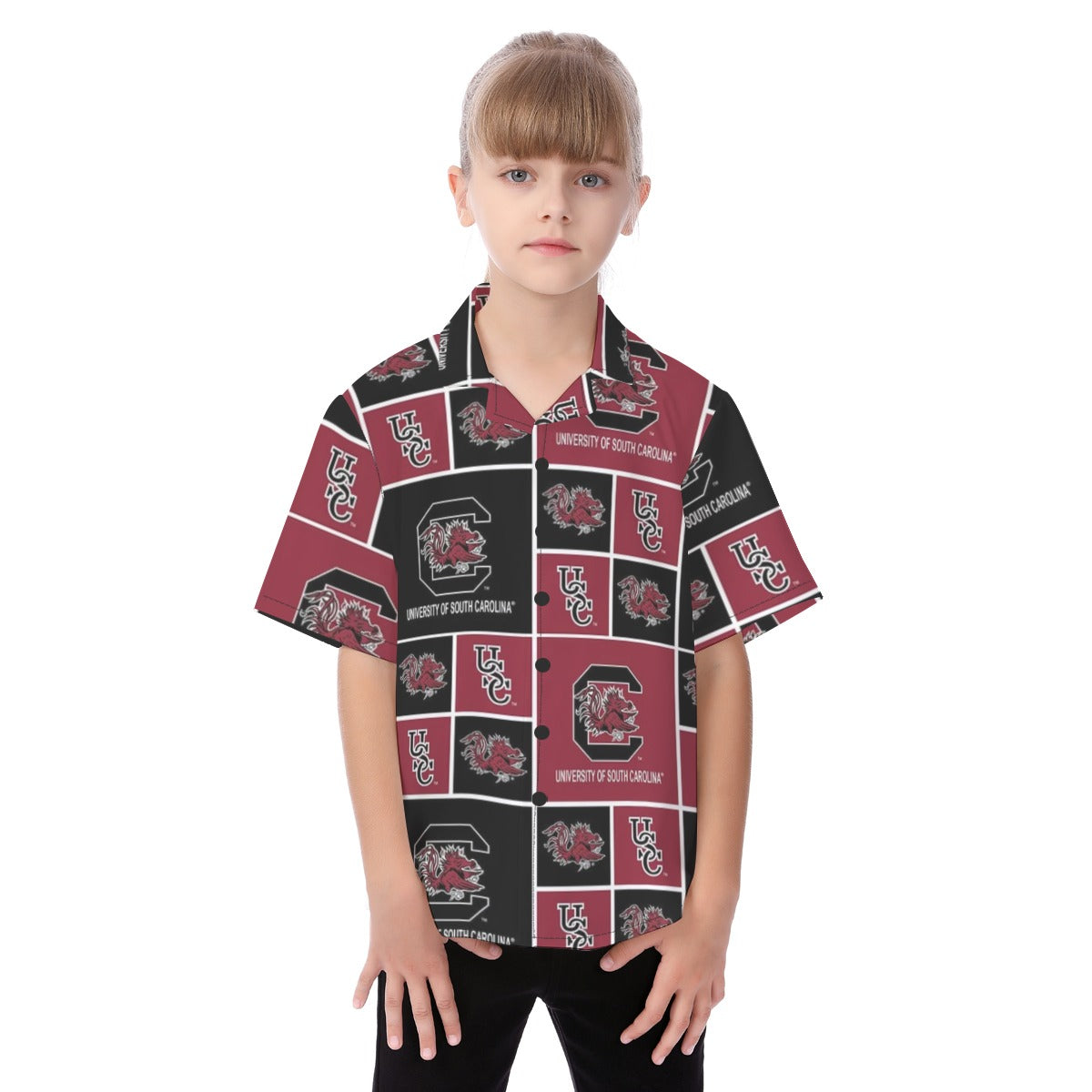 South Carolina Gamecocks Kid's Hawaiian Vacation Shirt - college football fan gear varsity sportswear product image 1.0