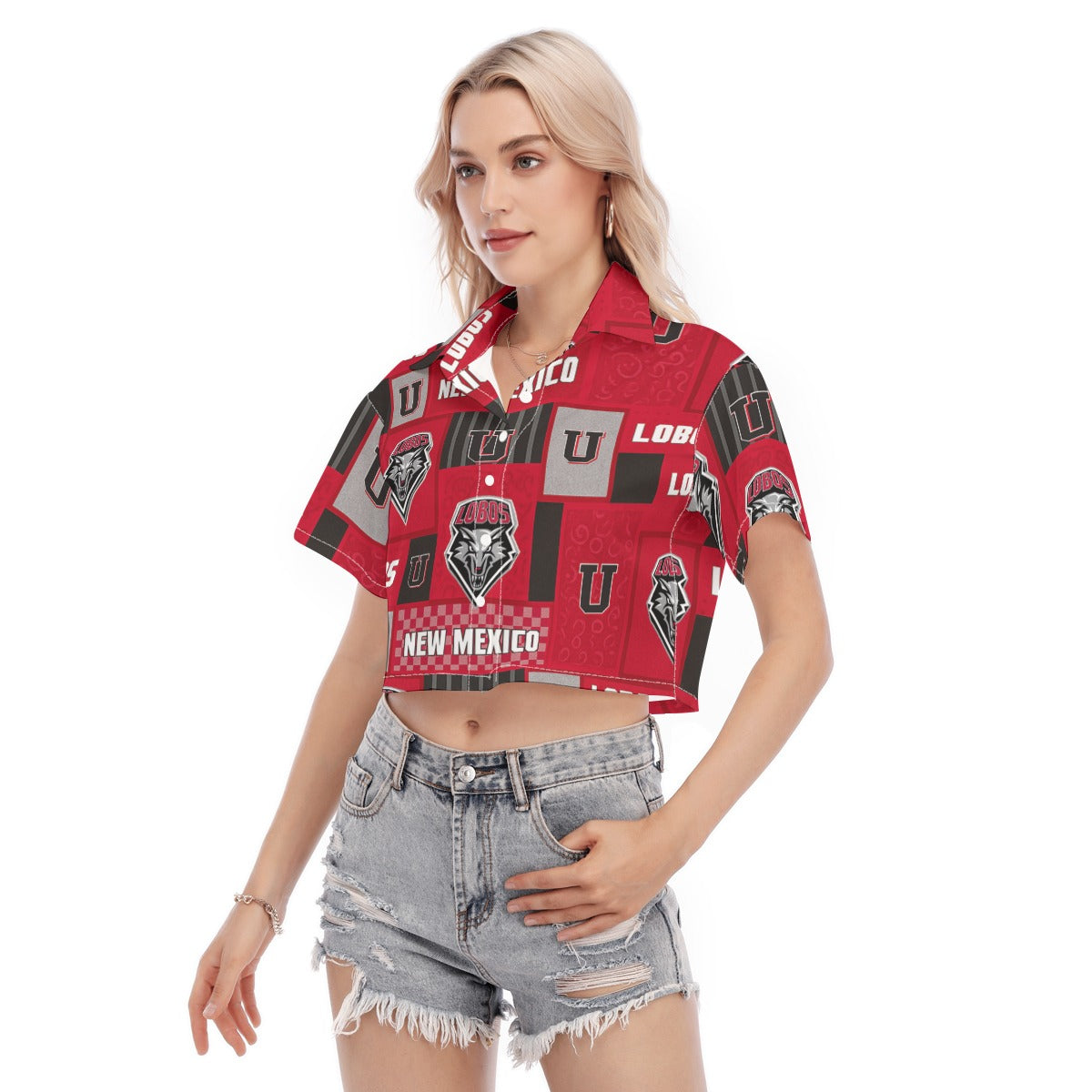 New Mexico Lobos Women's Cropped Shirt White game day apparel