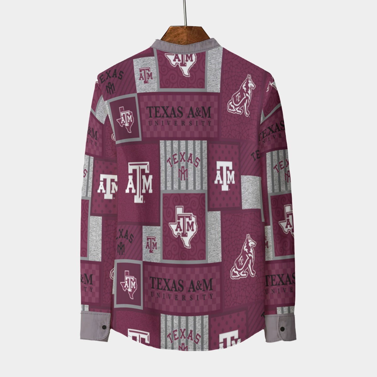 Texas A&M Aggies Stand Collar Shirt With Long Sleeve|110GSM Imitation Flax - Aggies fan gear varsity sportswear product image 2.0
