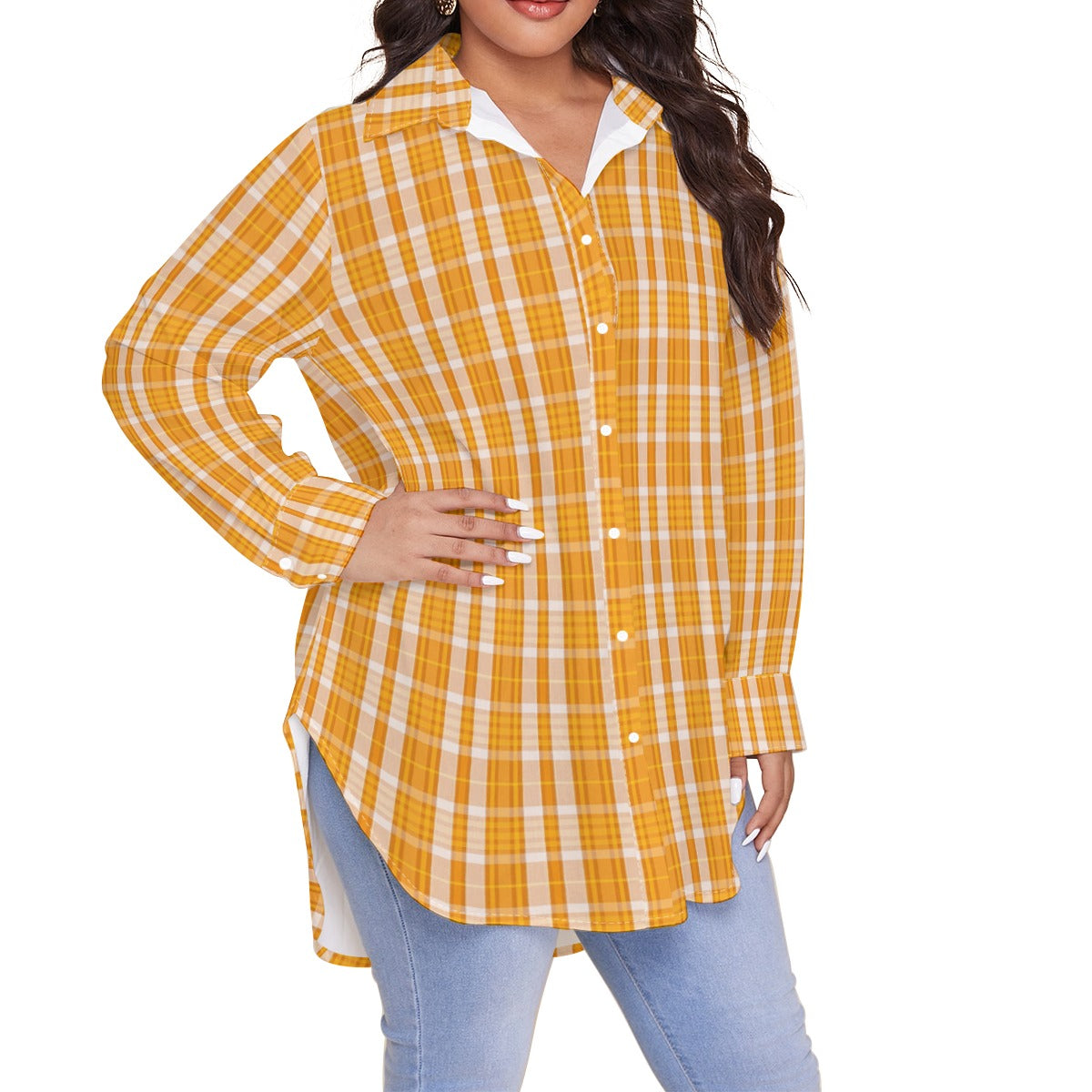 Tennessee Volunteers Orange White Plaid Womens Shirt With Long Sleeveplus Size 1 orange white plaid women fashion apparel