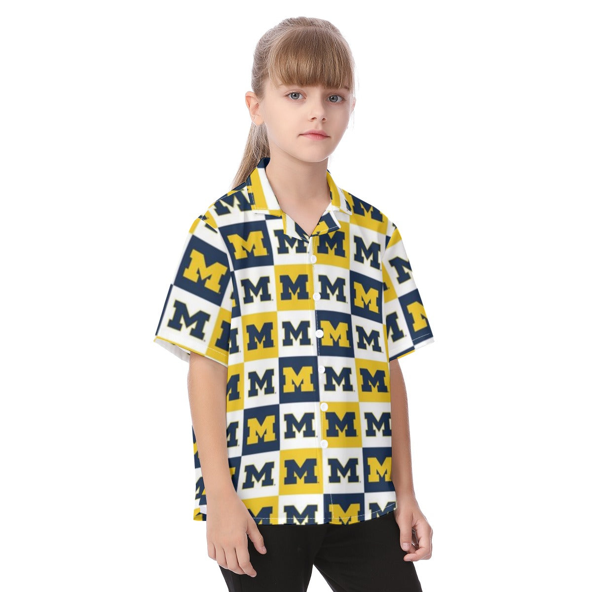 Michigan Wolverines Kid's Hawaiian Vacation Shirt White varsity sports apparel