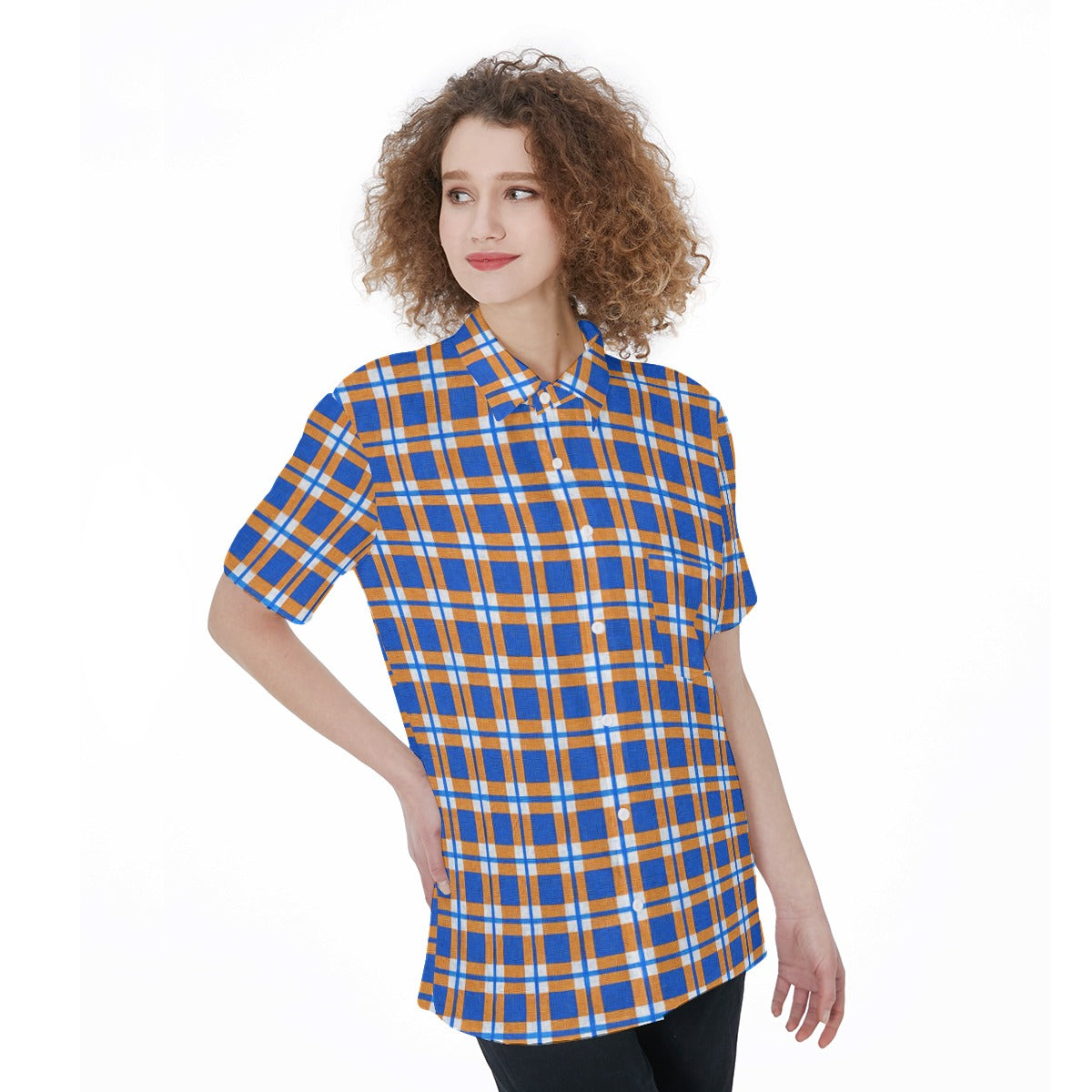 florida gators tartan plaid blue orange  women tartan plaid game day shirt