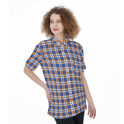 florida gators tartan plaid blue orange  women tartan plaid game day shirt