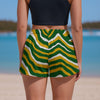 Gray Green Bay Football Yellow Green Women’s Lightweight Casual Shorts – Game Day Streetwear
