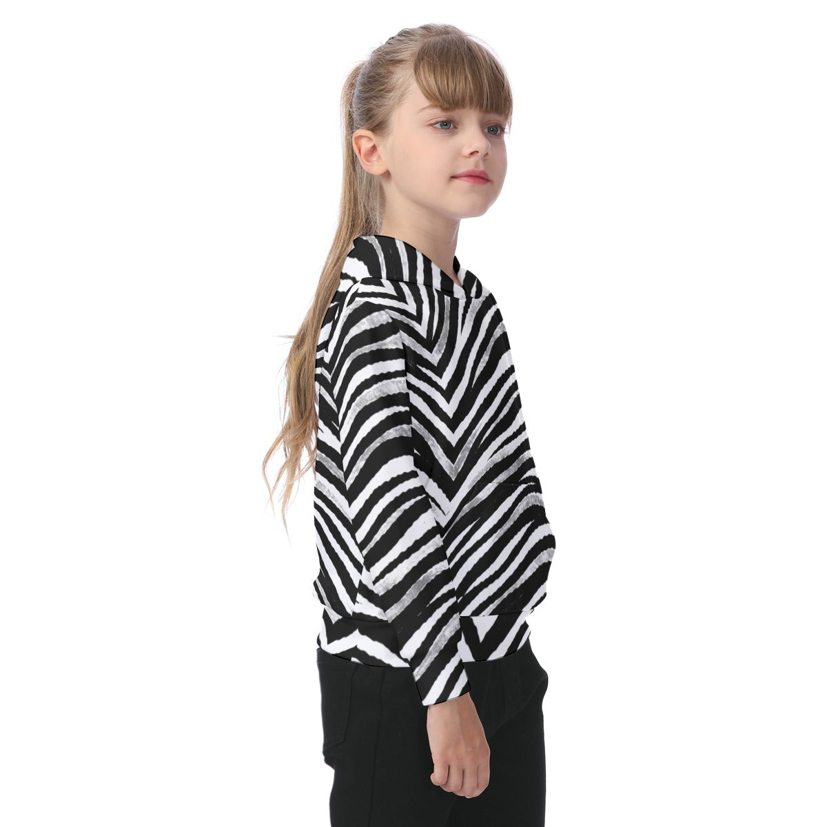 White Smoke Las Vegas Football Zebra Kids’ Hoodie – Black and White Game Day Streetwear