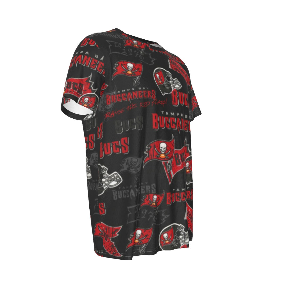tampa-bay-buccaneers-short-sleeve-t-shirt red pewter football outfit side view