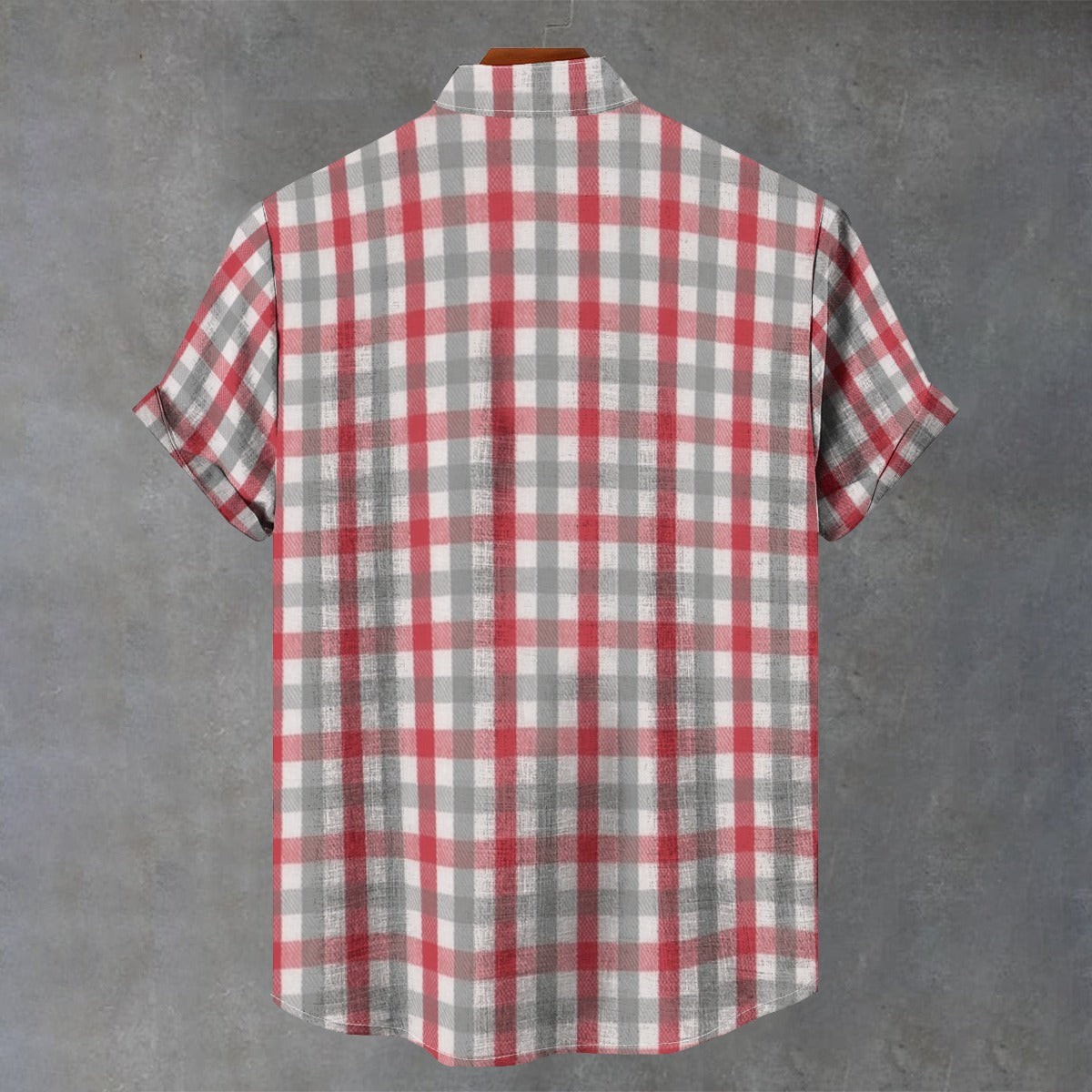 Dim Gray Alabama Football Stand Collar Shirt Men – Crimson Plaid 110GSM Lightweight Game Day Style