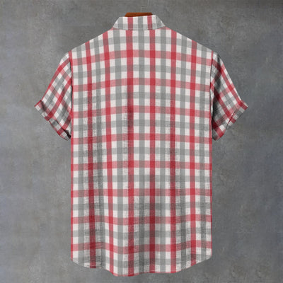 Dim Gray Alabama Football Stand Collar Shirt Men – Crimson Plaid 110GSM Lightweight Game Day Style