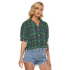Notre Dame Fighting Irish Green Navy Gold Plaid Womens V Neck Shirts 6 green navy gold plaid women fashion apparel